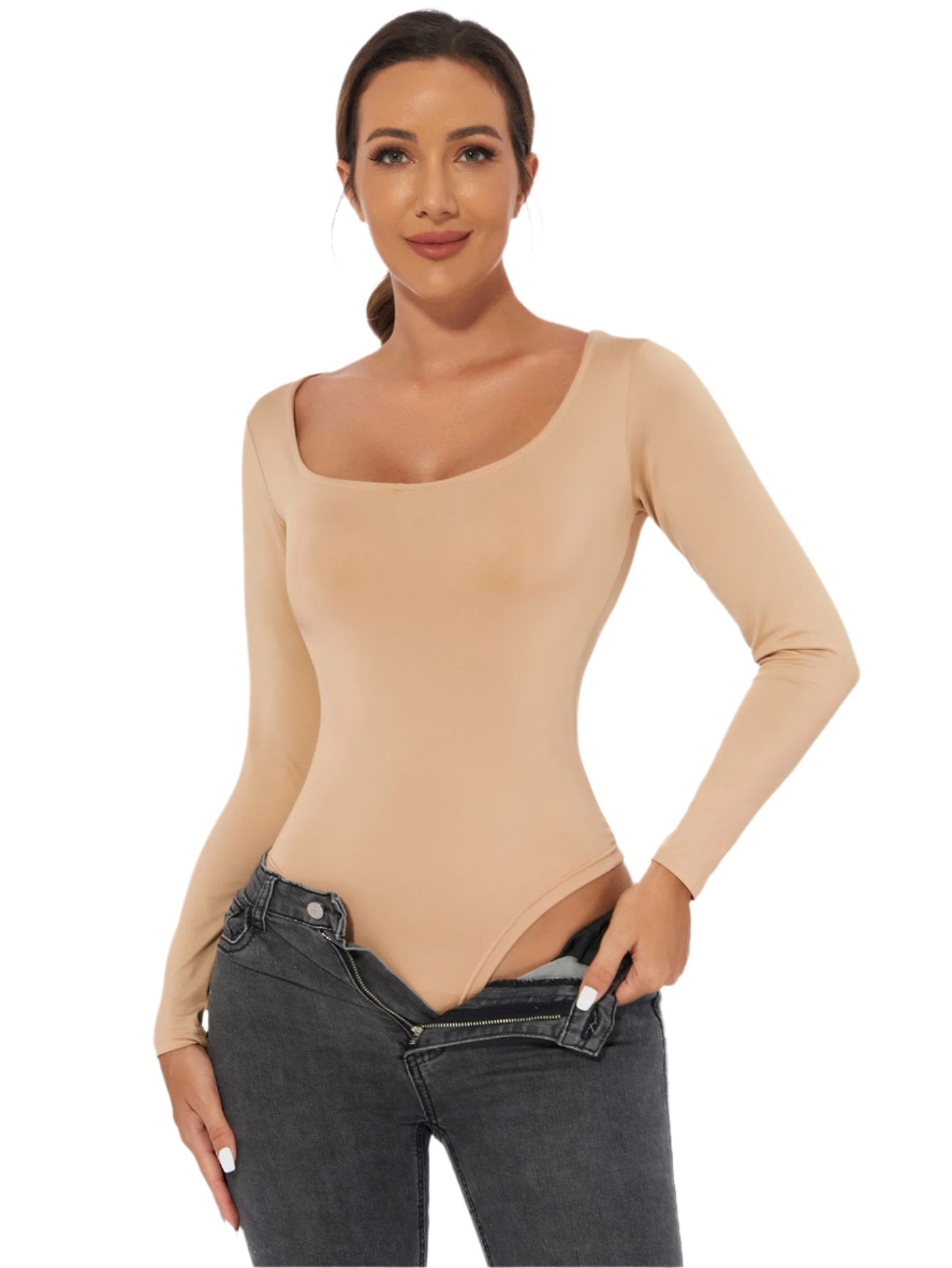 Body Modellante Maniche Lunghe con Apertura